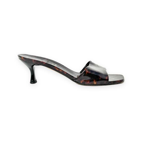 Vintage Stuart Weitzman Tortoise Patent Leather Kitten Heel Sandals Womens sz 6 - Picture 4 of 16